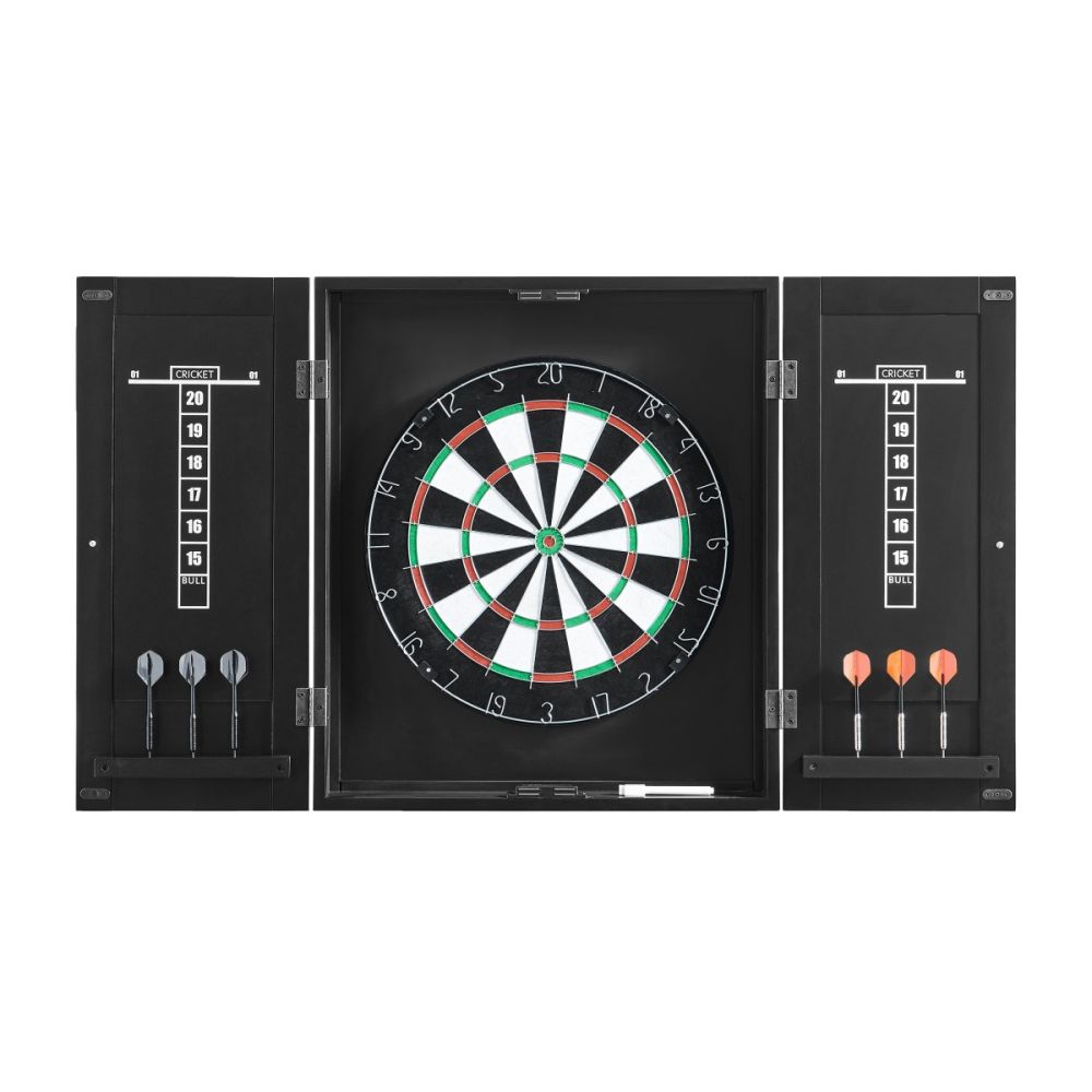 Dartboard Cabinet With Dartboard and Dart Set - Black