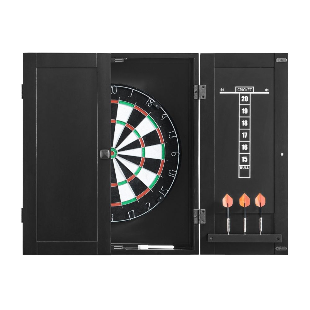 Dartboard Cabinet With Dartboard and Dart Set - Black