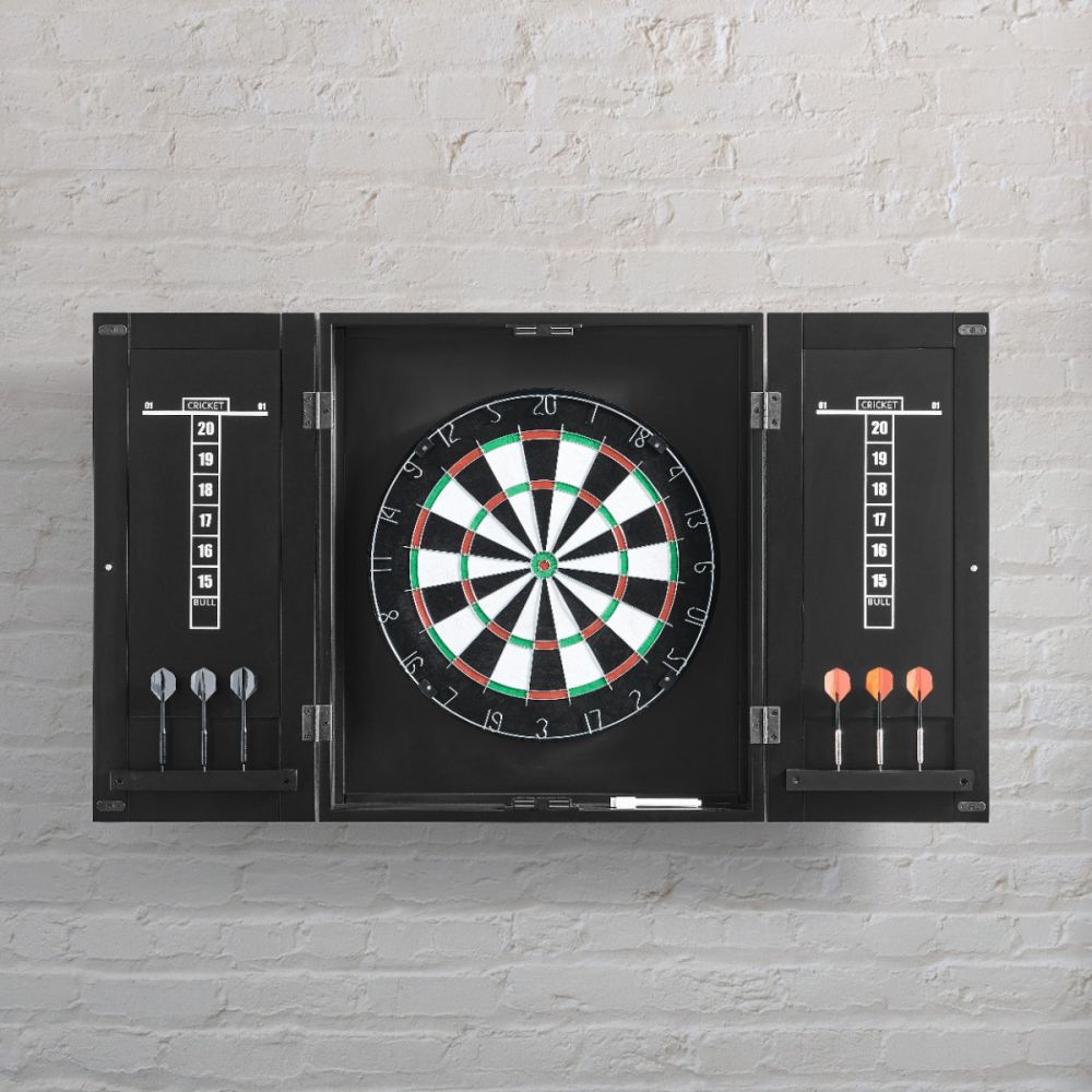 Dartboard Cabinet With Dartboard and Dart Set - Black