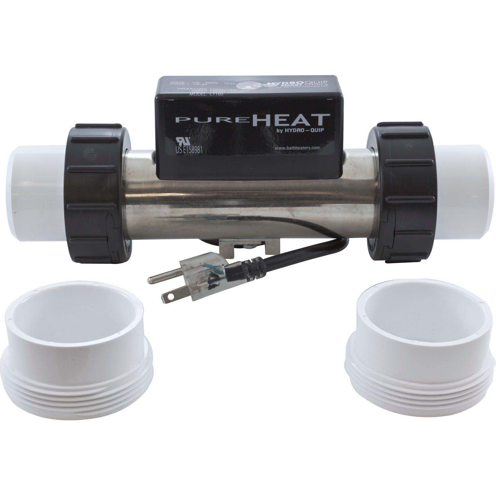 Pure Heat Inline 120V 1500W Universal Bath Heater | Vacuum Activated | PH301-15UV
