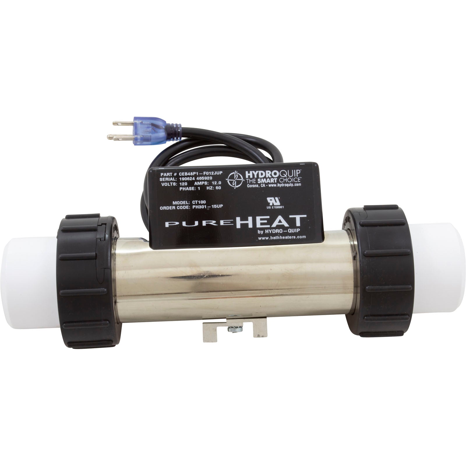 Pure Heat Inline 120V 1500W Universal Bath Heater | Pressure Activated | PH301-15UP