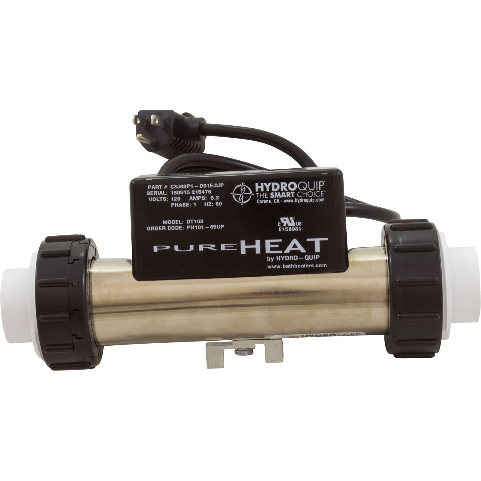 Pure Heat Inline 120V 650W Universal Bath Heater | Pressure Activated | PH101-65UP