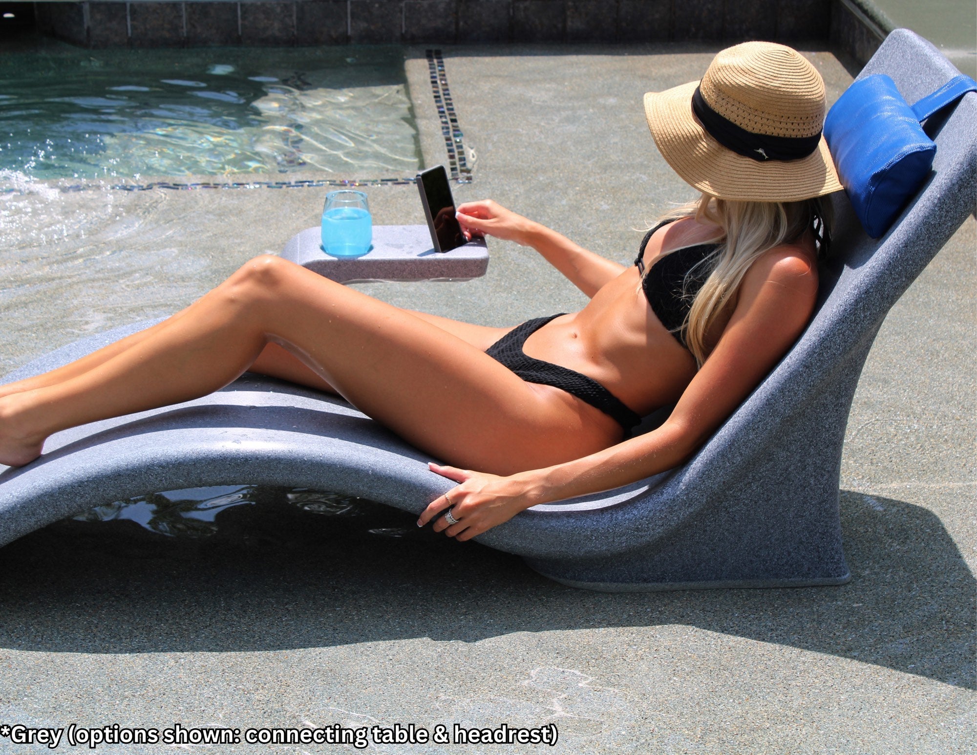 Global Tanning Ledge Lounger 2-Pack - Grey- With Side Table