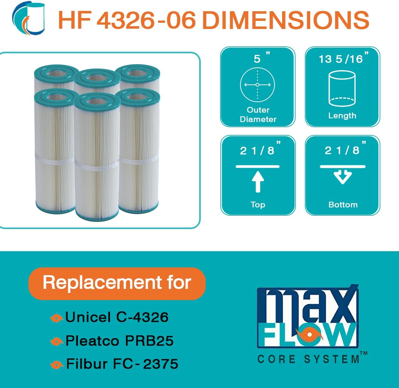 Replacement Cartridge For Dynamic Series I & II - 6 Pack | CX200-RE | C-4326 | PRB25-IN| FC-2375