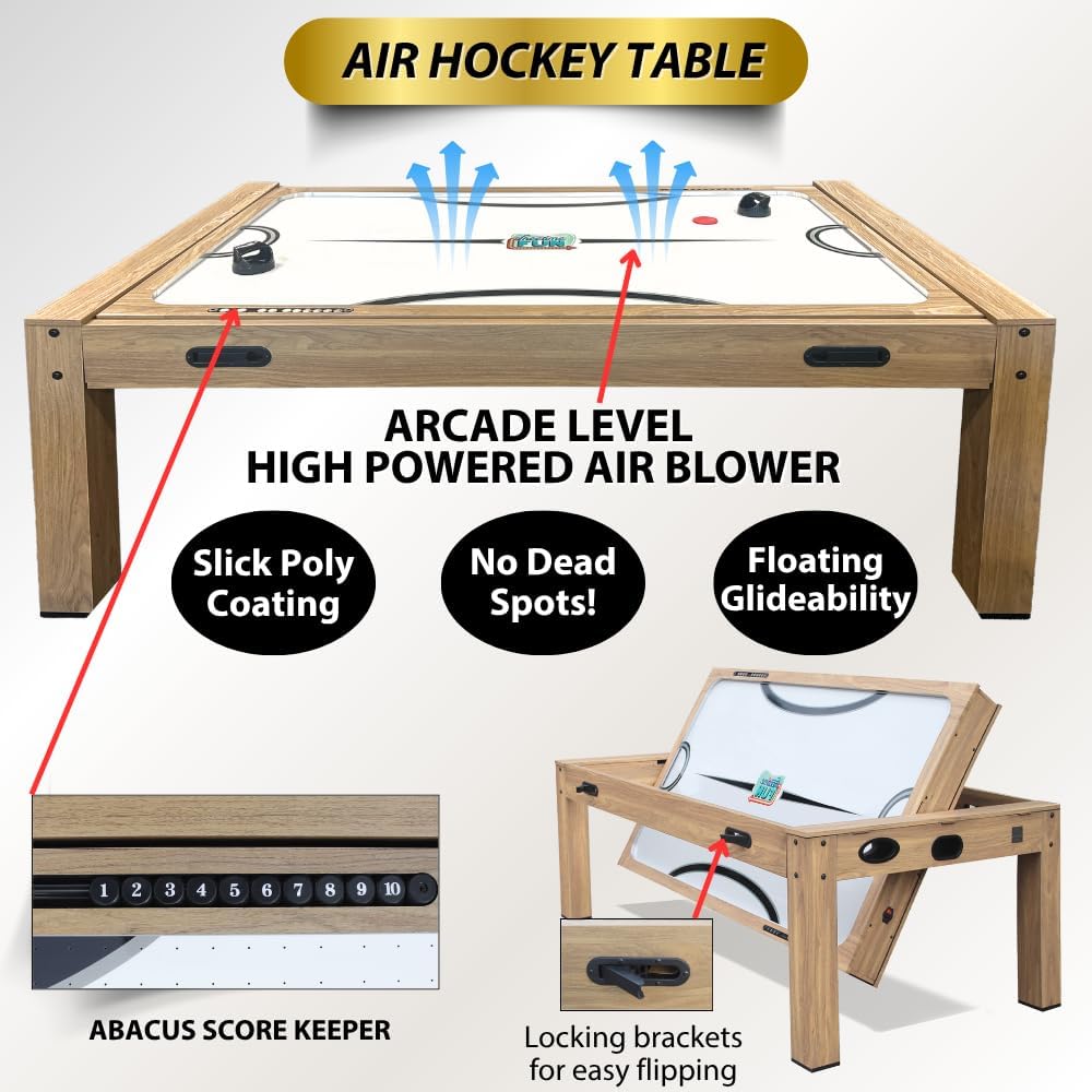 The Transformer 7' 4 in 1 Multi-Game Table | Pool Table Ping Pong Table Air Hockey Combo Game Table