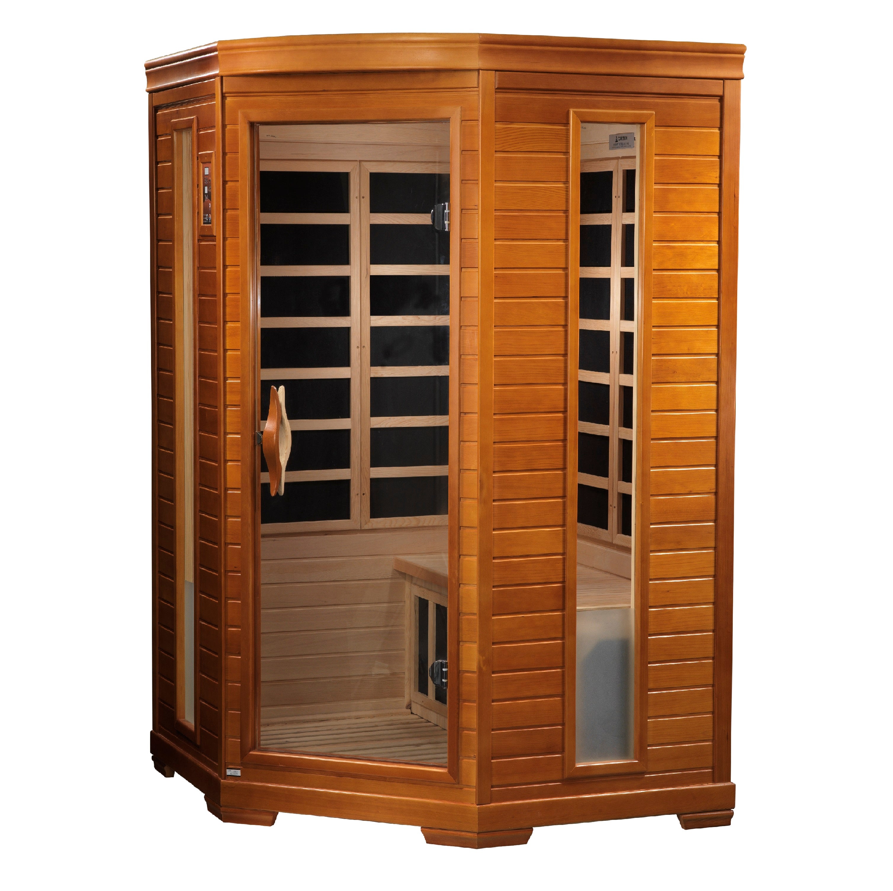 FAR Infrared 2-person Corner Low EMF Sauna Canadian Hemlock Dynamic Heming