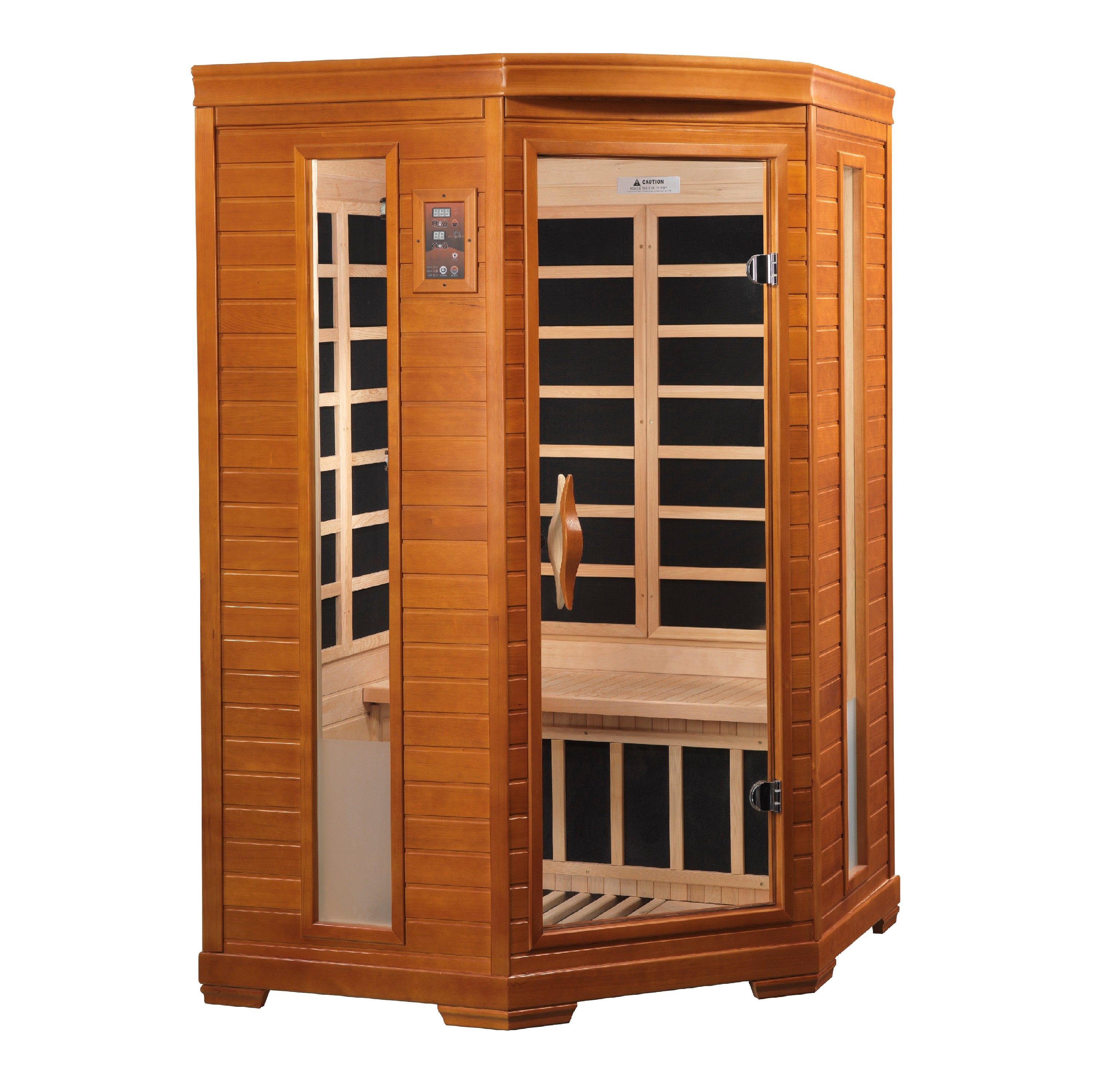 FAR Infrared 2-person Corner Low EMF Sauna Canadian Hemlock Dynamic Heming