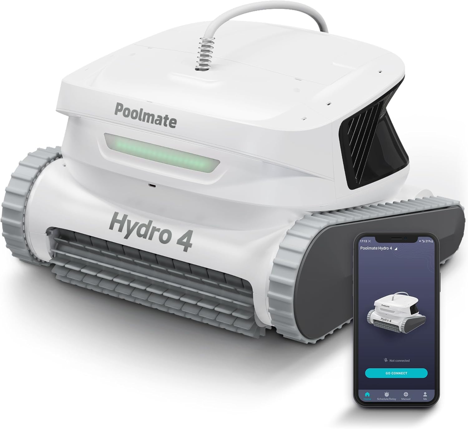Poolmate Hydro 4 Pool Robot Cleaner for Inground & Above Ground Pools | Floor, Wall & Waterline Cleaning | Smart App Control with WiFi & Bluetooth | 50ft Cord