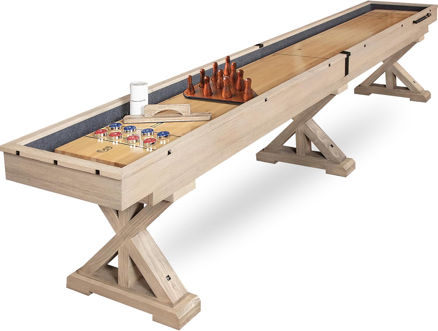 Heritage 12 FT Shuffleboard Table Multi Game Solid Wood Game Tables for Game Room - 2-Piece Design