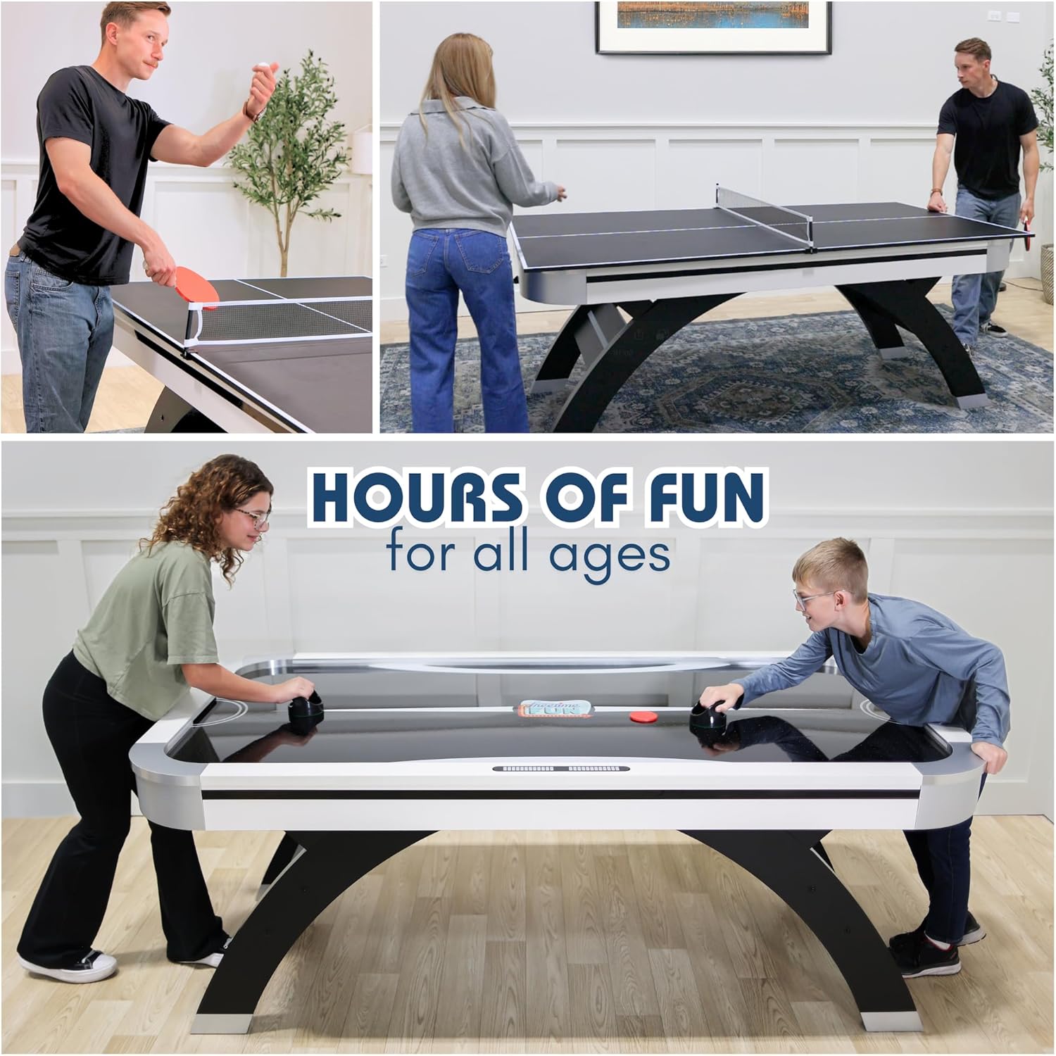 Air Hockey Table 7 ft Game Table for Adults Light Up - Full Size Arcade Air Powered Indoor LED Hockey Table for Game Room