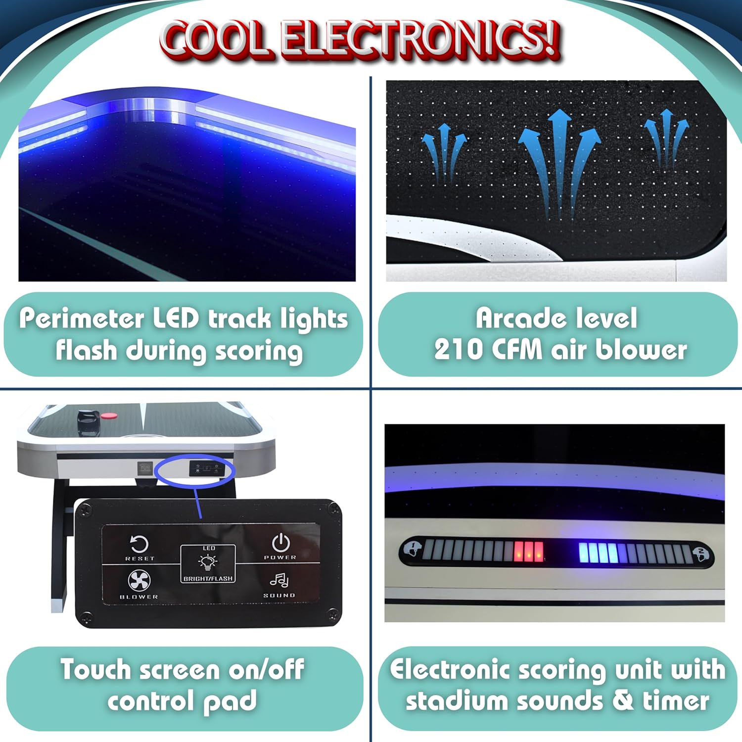 Air Hockey Table 7 ft Game Table for Adults Light Up - Full Size Arcade Air Powered Indoor LED Hockey Table for Game Room