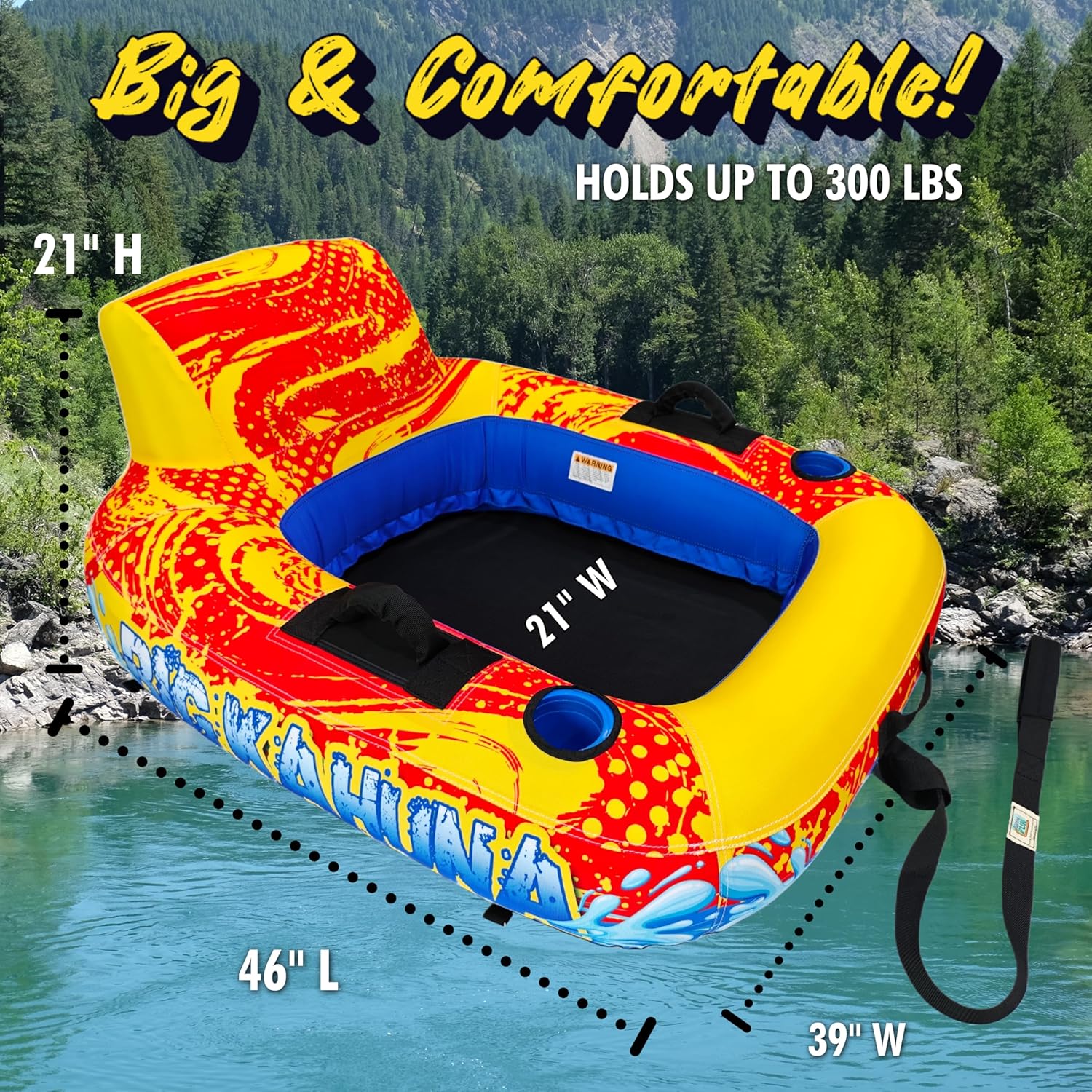 Heavy Duty Inflatable "Big Kahuna" River Float - Supports up to 300lbs