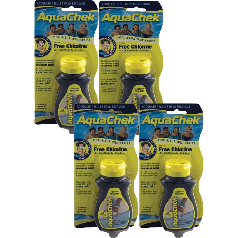Aquachek 4 In 1 Chlorine Test Strips - 50 Strips, 4 Pack
