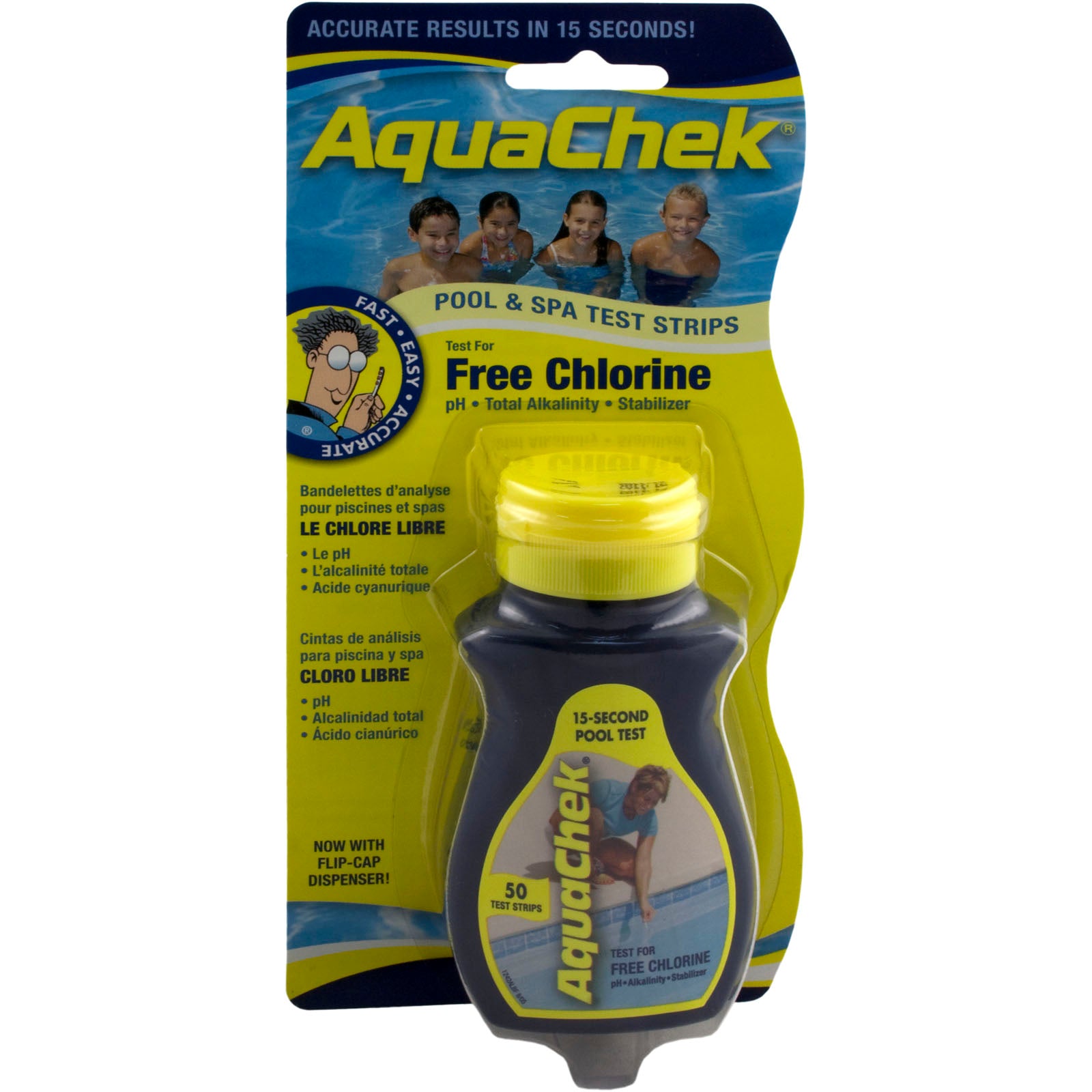 Aquachek 511244A 4 In 1 Chlorine Test Strips - 50 Test Strips