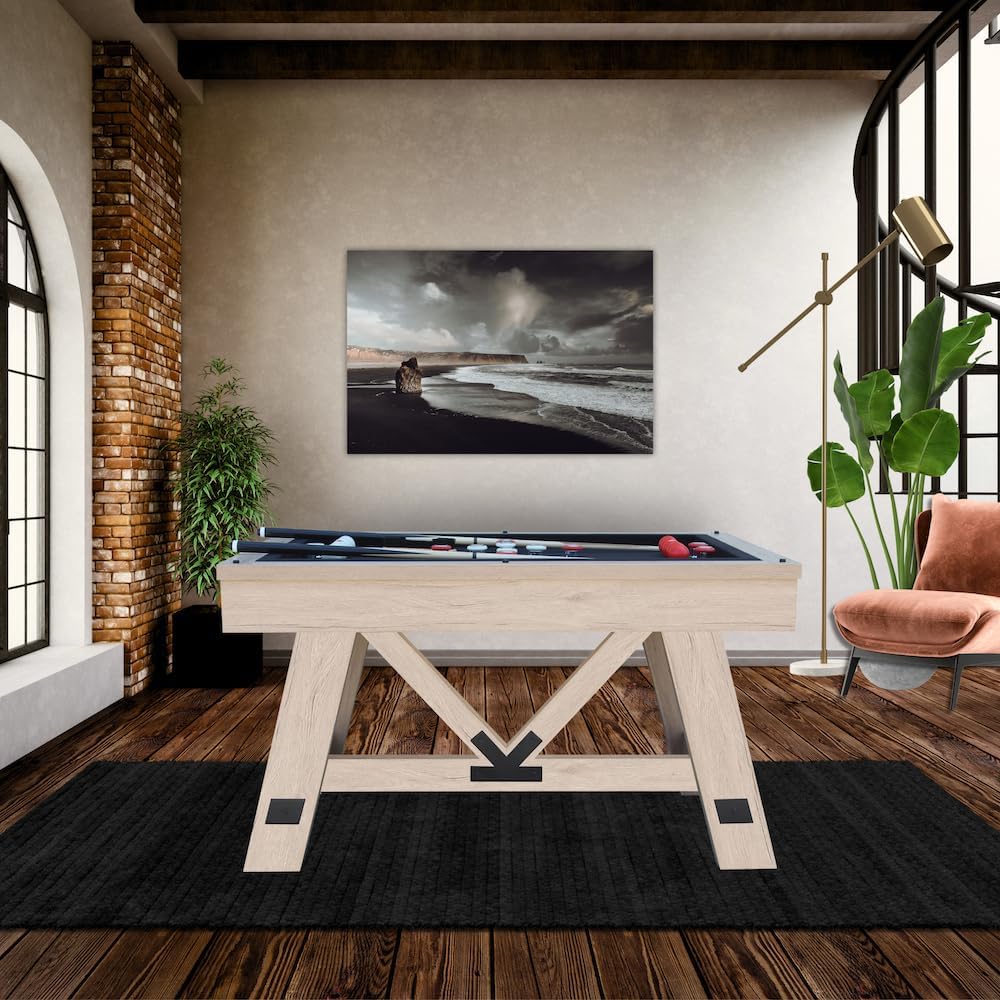 Baddah Bing Bumper Pool Table 54" Perfect for All Ages - Espresso - Includes 2 Cues, 10 balls and more