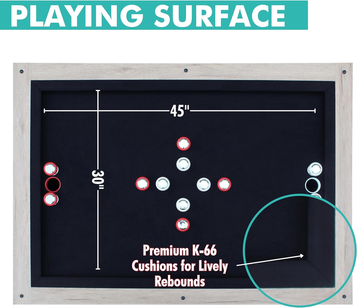 Baddah Bing Bumper Pool Table 54" Perfect for All Ages - Espresso - Includes 2 Cues, 10 balls and more
