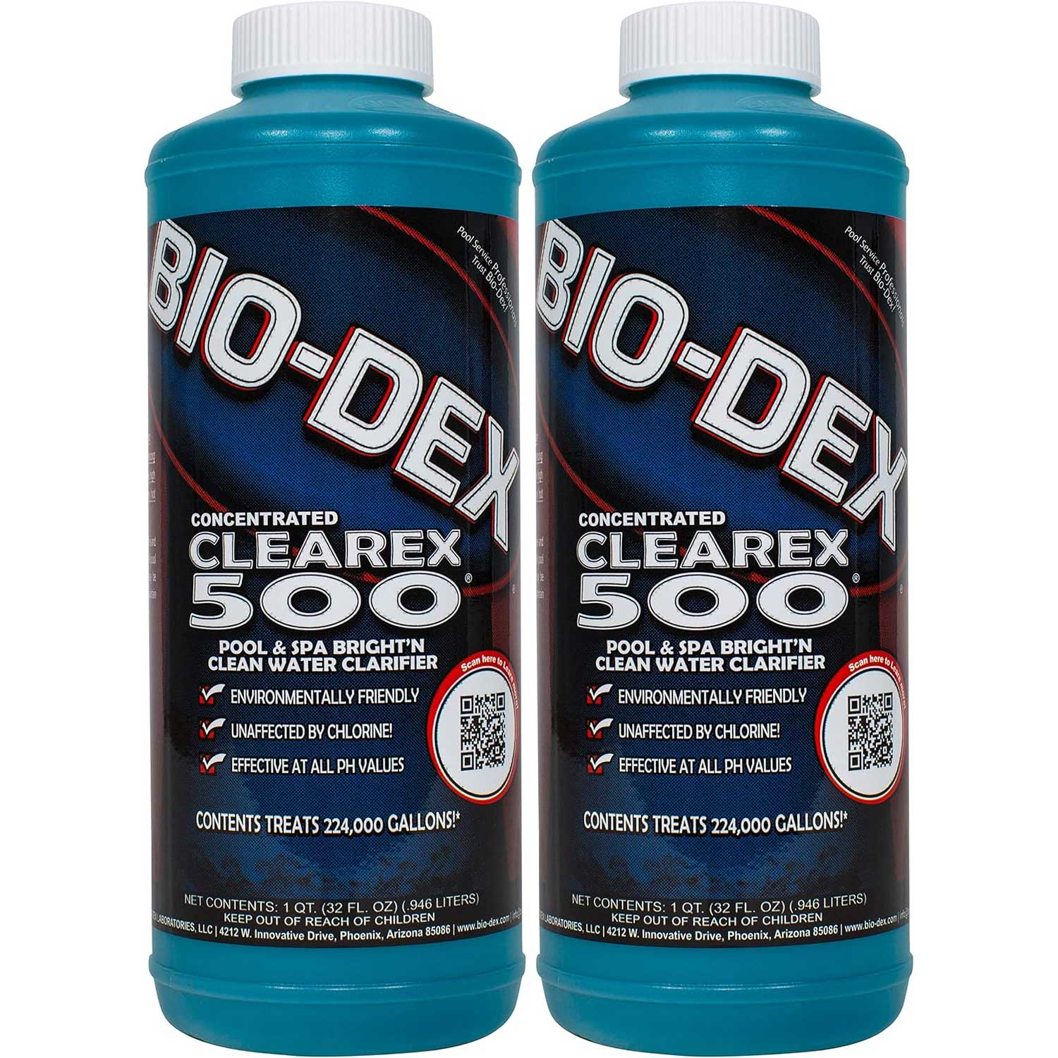 Bio-Dex Clearex 500 Pool Water Clarifier - 1 quart - 2 Pack