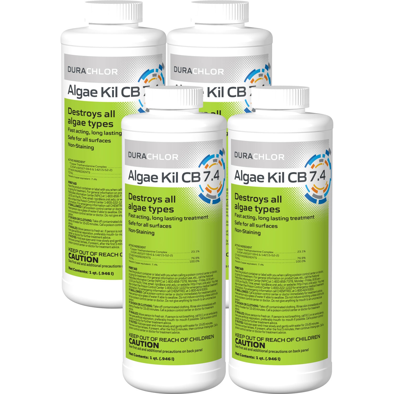 DuraChlor Algae Kil CB7.4 Pool Copper Algaecide - 1 Quart - 4 Pack