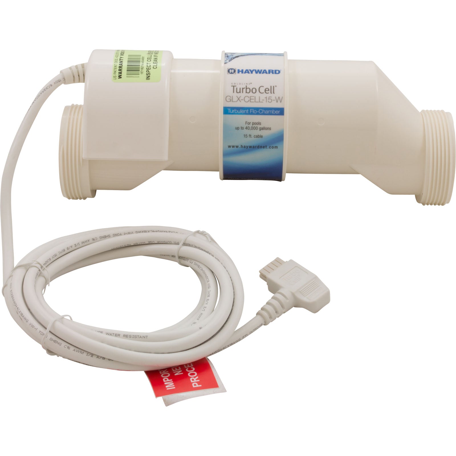 Hayward GLX-CELL-15-W AquaRite® Replacement TurboCell 40K gal with 15' Cord - Replaces T-CELL-15