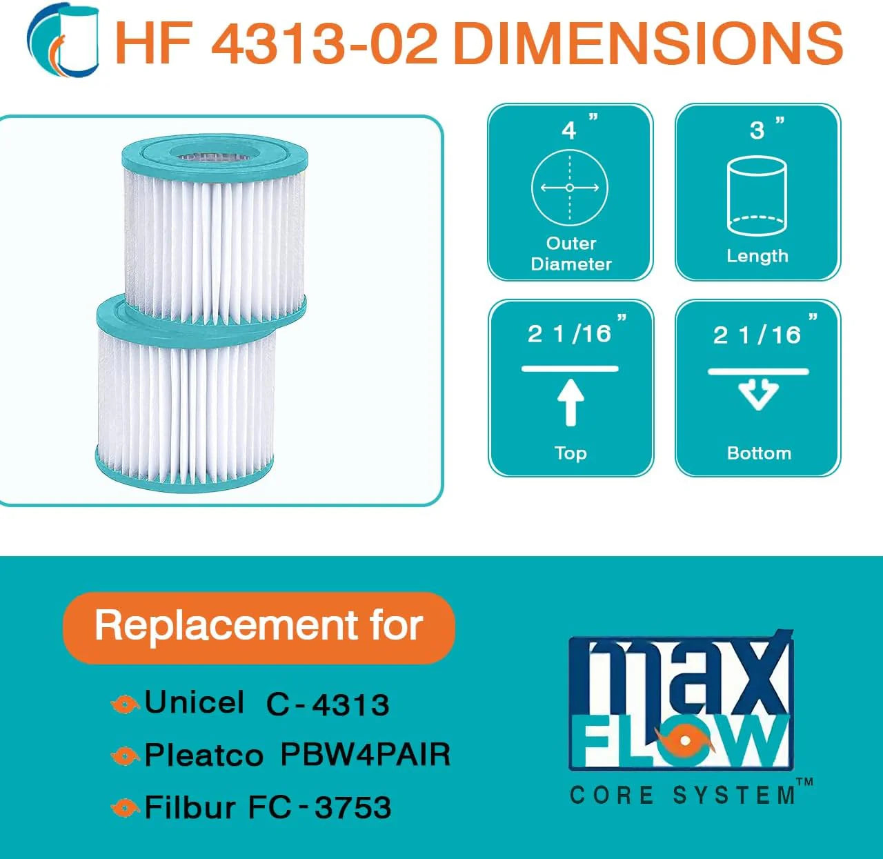 Intex 2-Pack Sand N Sun Size D, Simple Set Type 1, Aqua Leisure Size 1 PBW4PAIR C-4313 Filter Cartridge