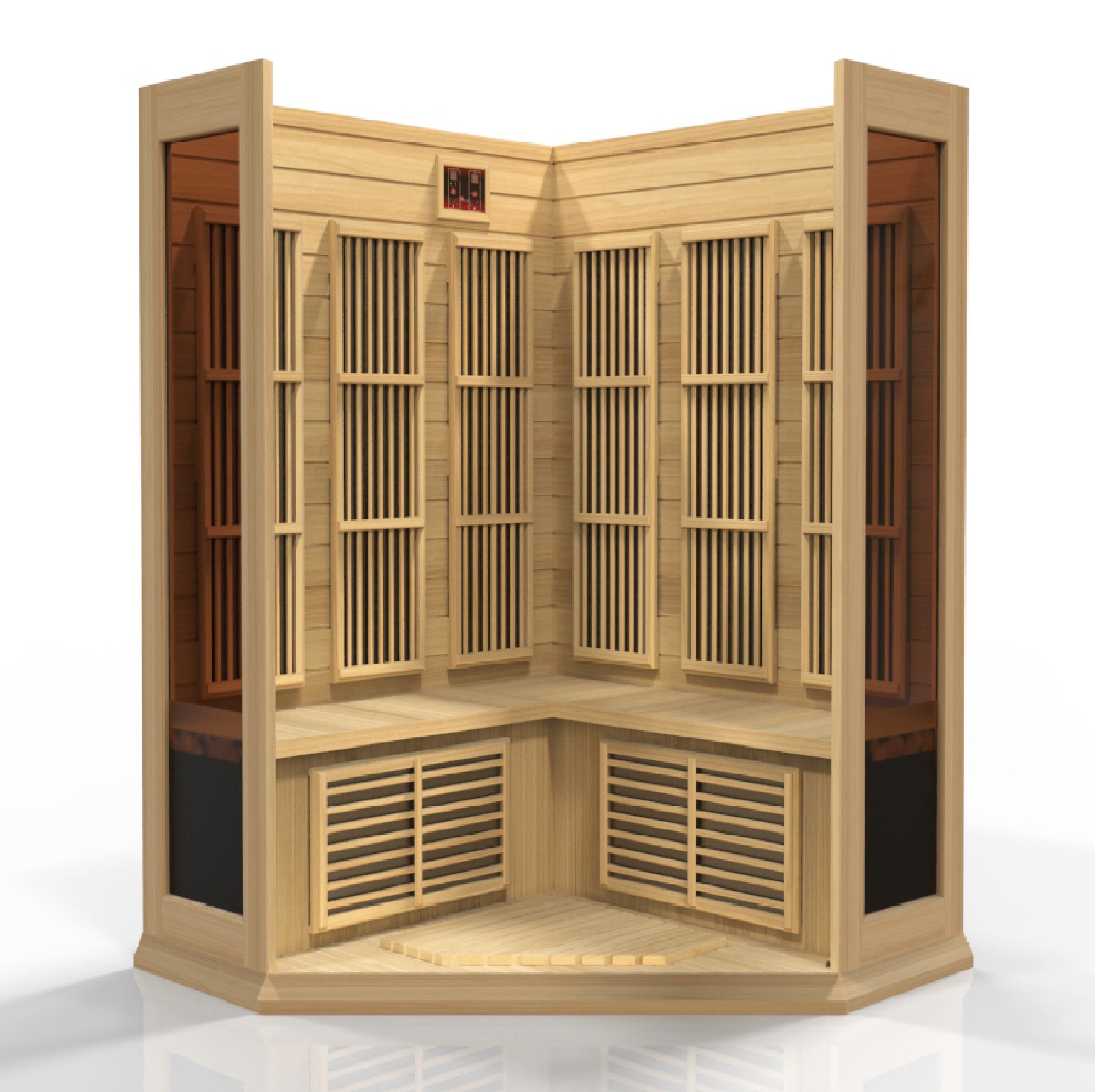 Maxxus 3-Person Corner Low EMF FAR Infrared Sauna Canadian Hemlock