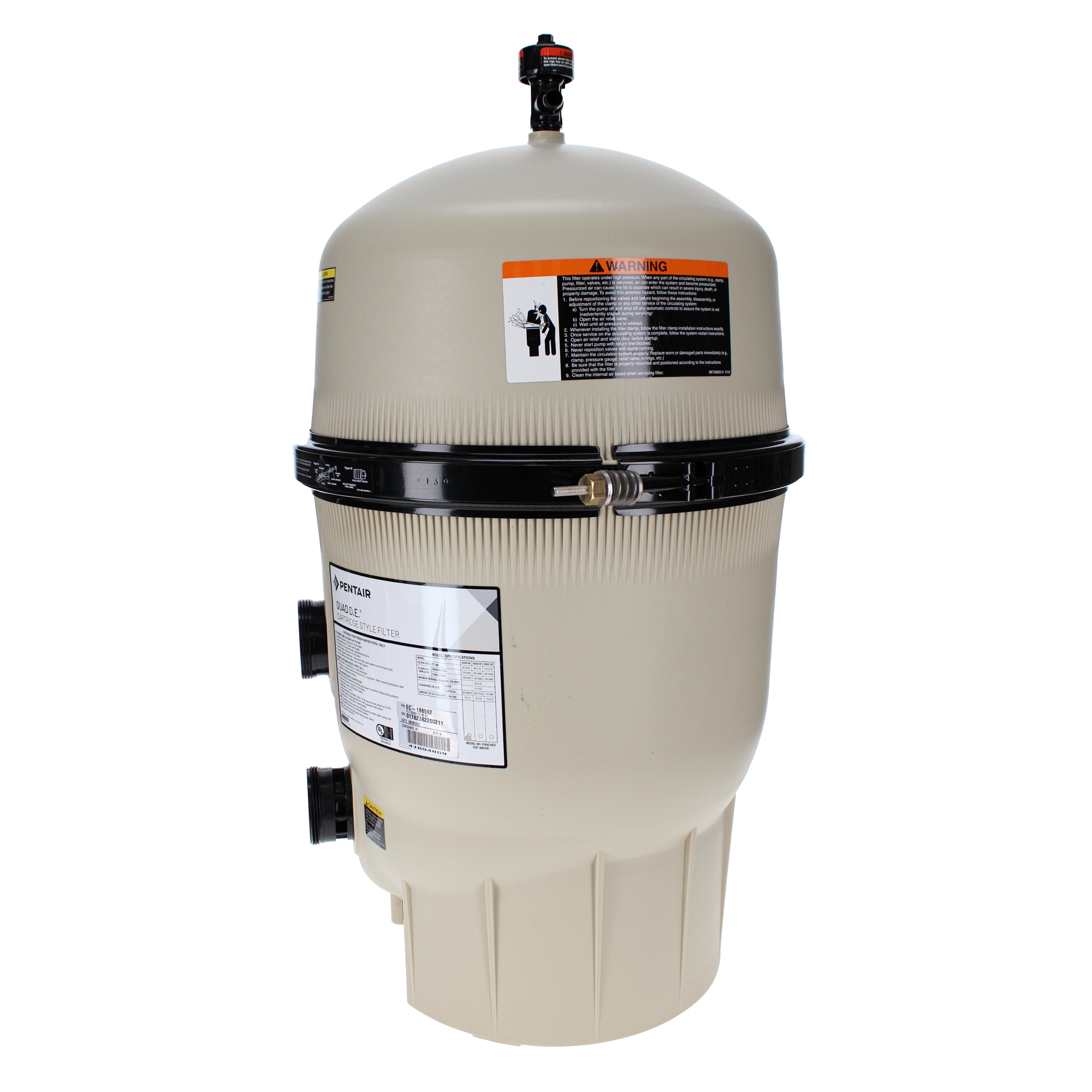 Pentair EC-188592 Quad 60 Cartridge Style DE Pool Filter