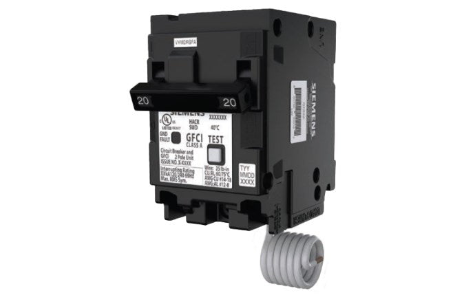 Siemens Q220GF 20 Amp Double Pole 240V GFCI Ground Fault Circuit Breaker