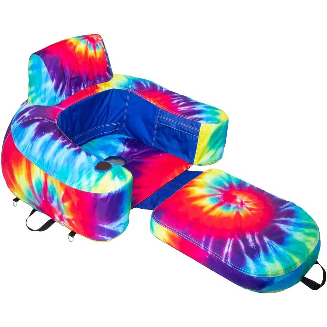 Pool Lounger Inflatable Pool Floats for Adults Heavy-Duty Nylon Covered - Tie-Dye