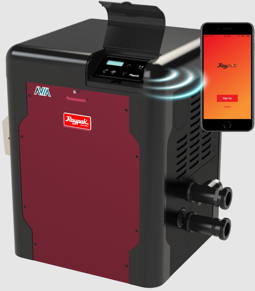 Raypak 018038 AVIA Digital PoolHeater - 264k Btu - Copper - Propane Gas - WiFi Ready