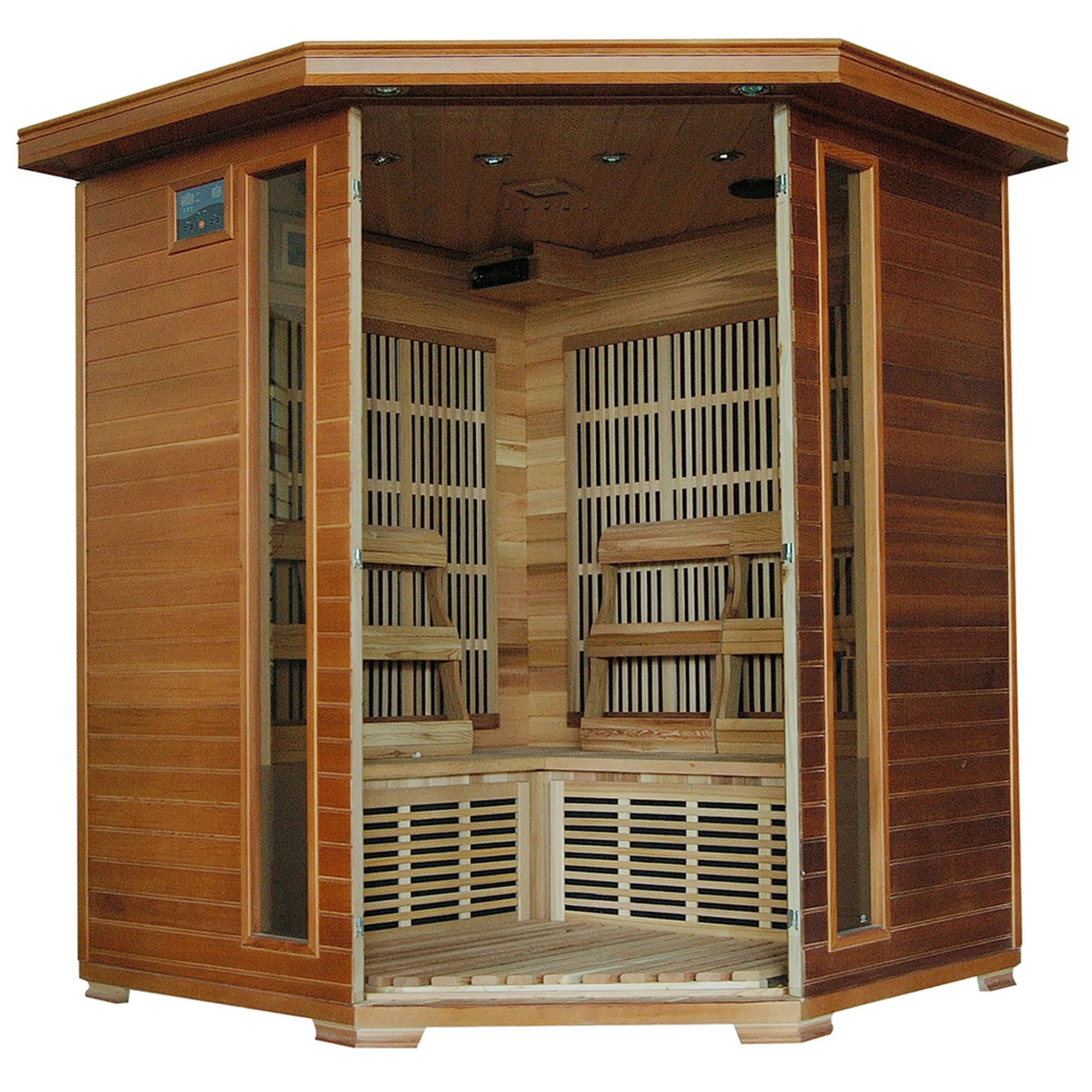 4 Person Corner Cedar Infrared Heatwave Sauna Whistler - SA1320