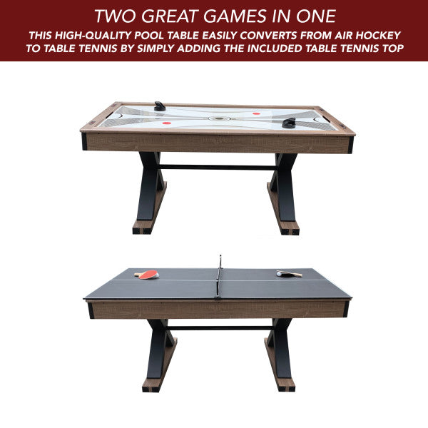 Excalibur 6 Foot Air Hockey Table with LED Scoring and Table Tennis Top