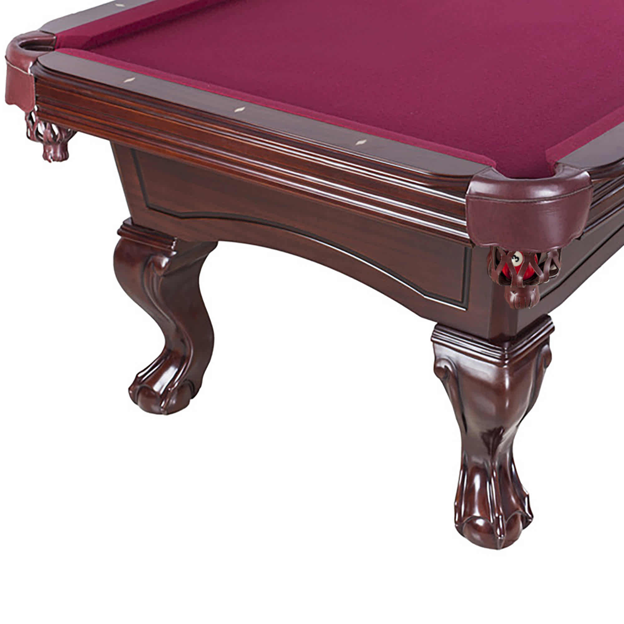 Augusta 8-ft Pool Table - Mahogany Finish with Burgundy Felt