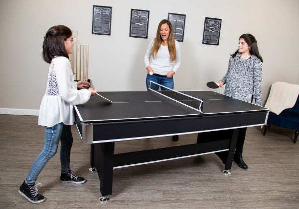 Spartan 6-ft Pool Table with Table Tennis Top - Black with Red Felt