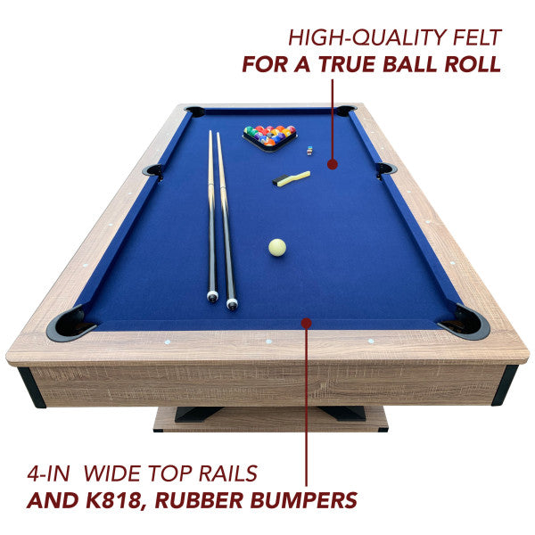 Excalibur 7-ft Pool Table - Driftwood Finish with Blue Felt