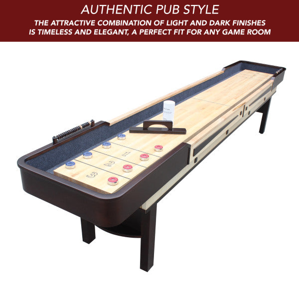 12ft Shuffleboard Table - Merlot - Espresso finish