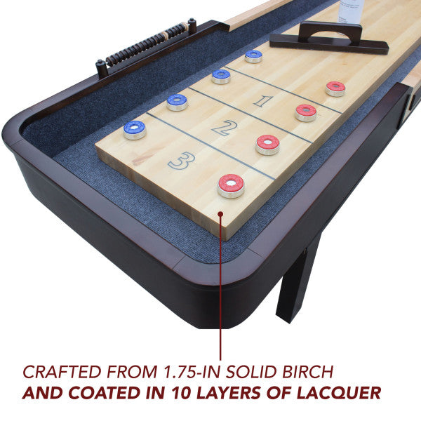 9ft Shuffleboard Table - Merlot - Espresso finish