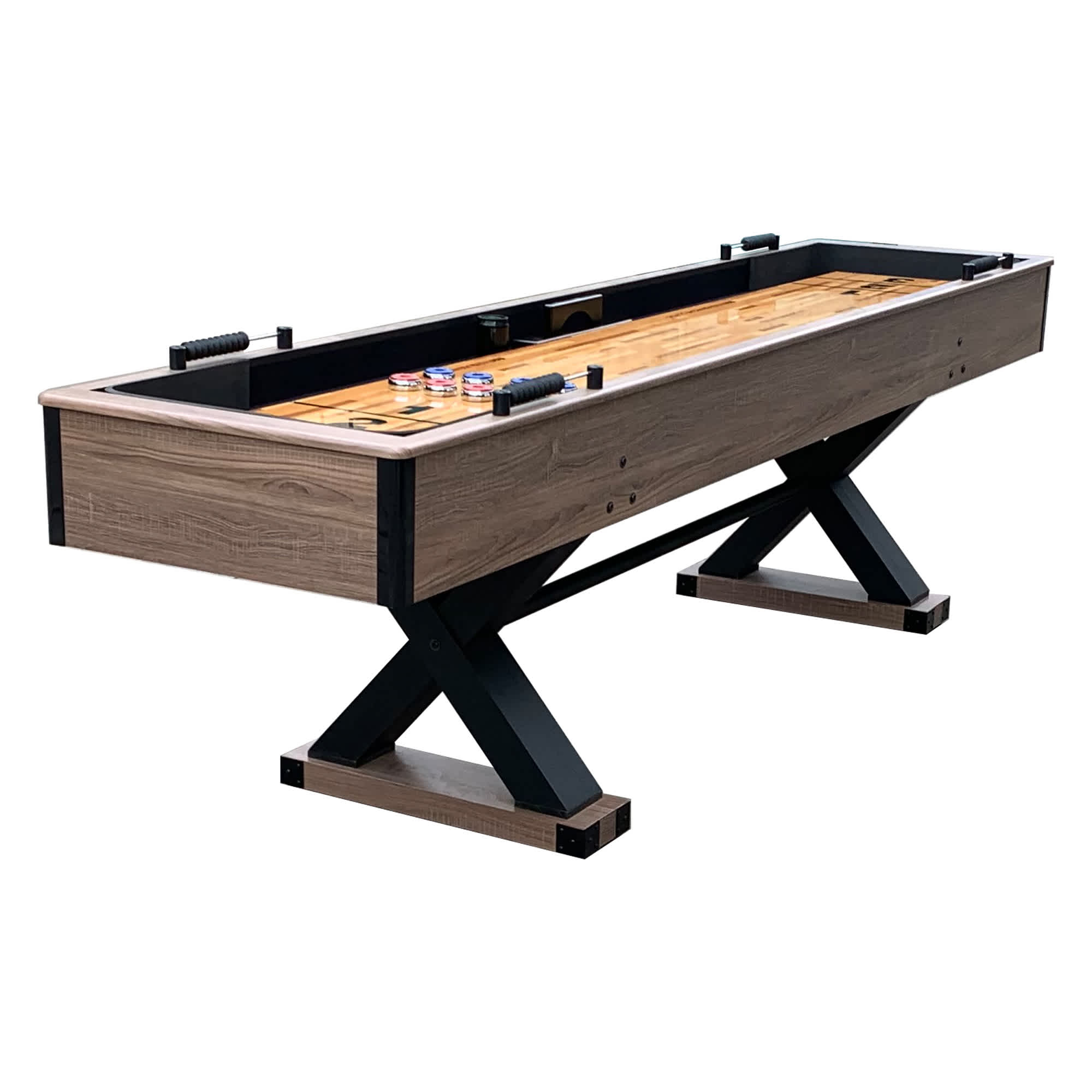 Excalibur 9-ft Shuffleboard Table - Driftwood Finish