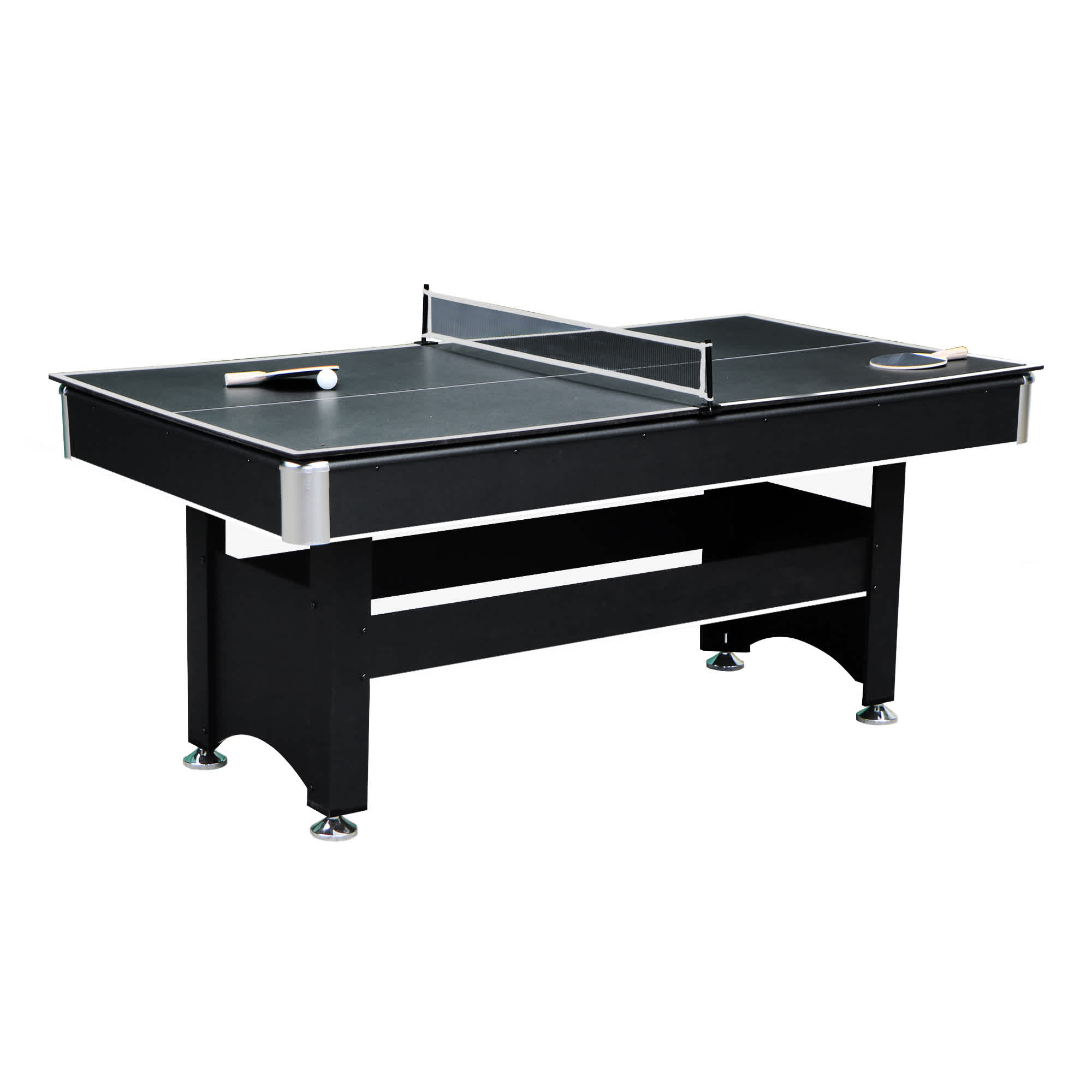 Spartan 6-ft Pool Table with Table Tennis Top - Black with Red Felt