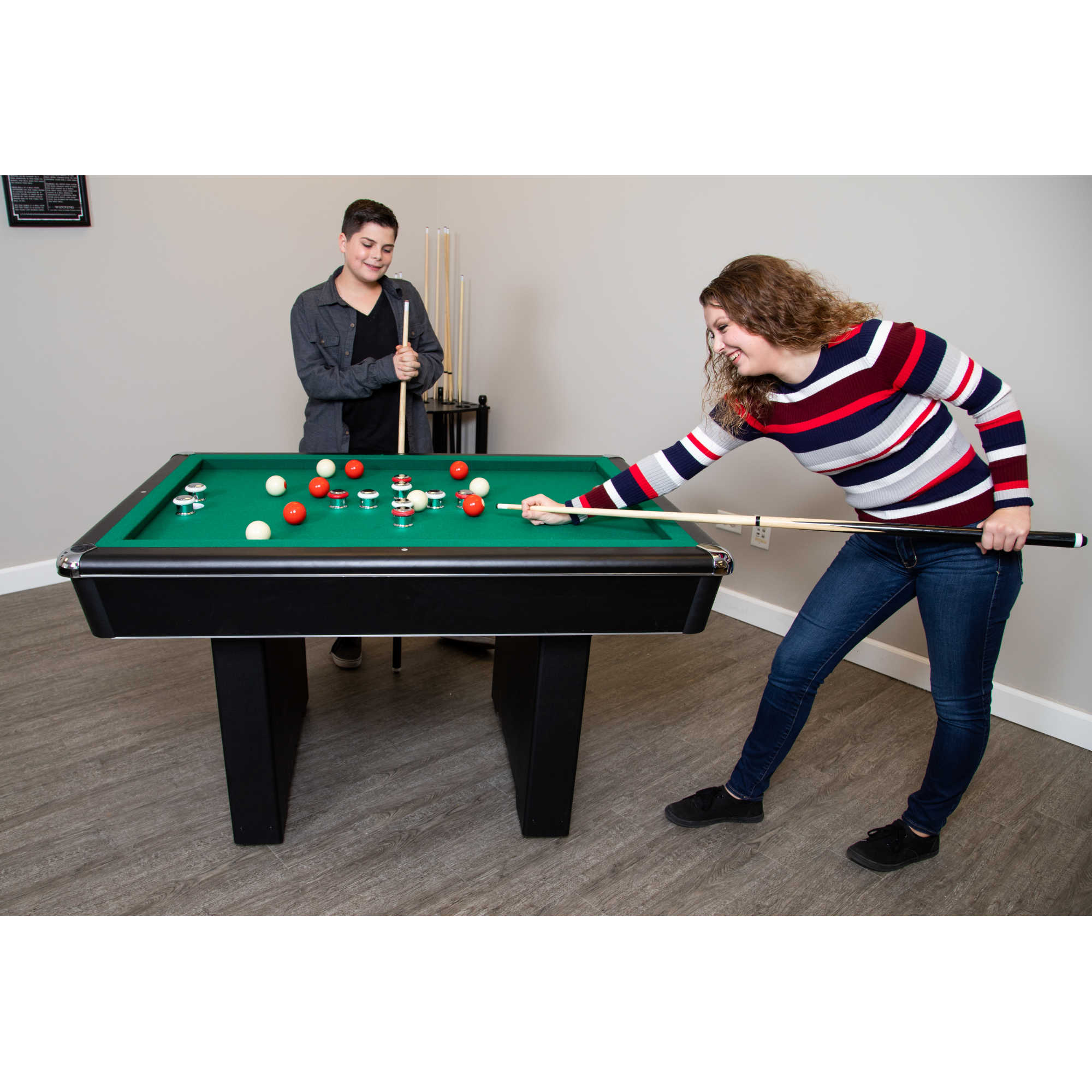 Renegade 54-in Bumper Pool Table - Slate - Black with Green Felt