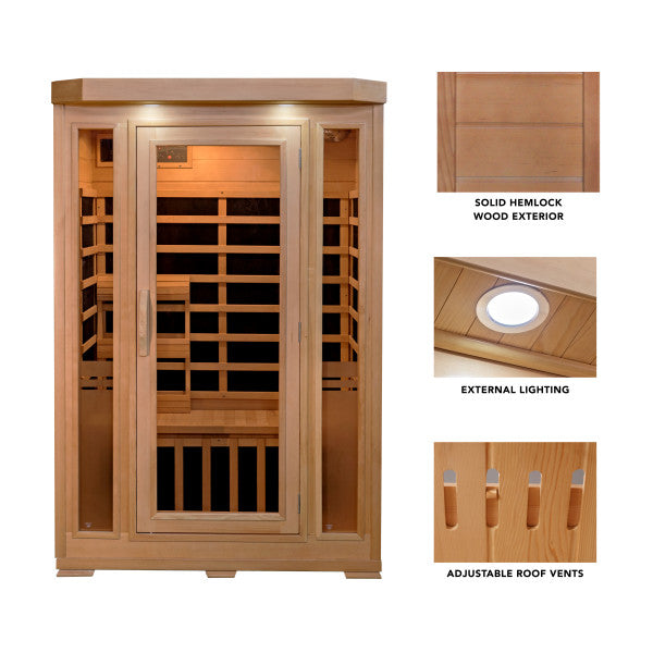 2-Person Hemlock Infrared Sauna with 6 Carbon Heaters Sonoma - SA7018