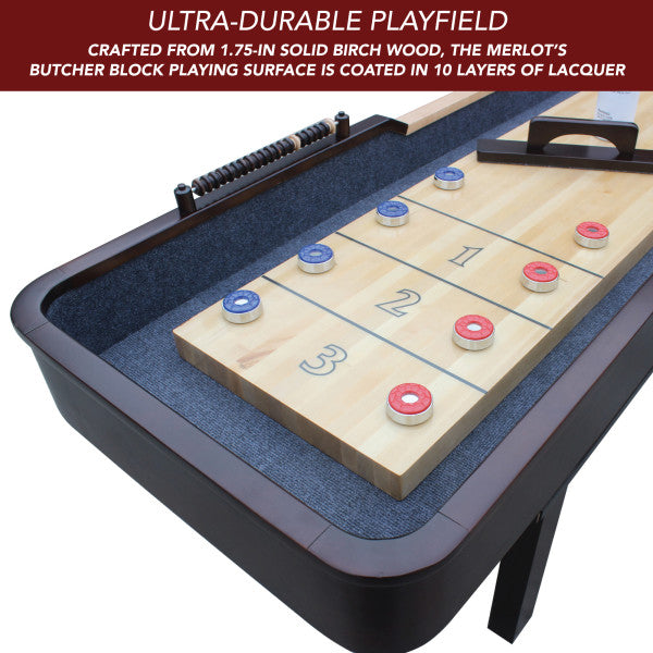 12ft Shuffleboard Table - Merlot - Espresso finish