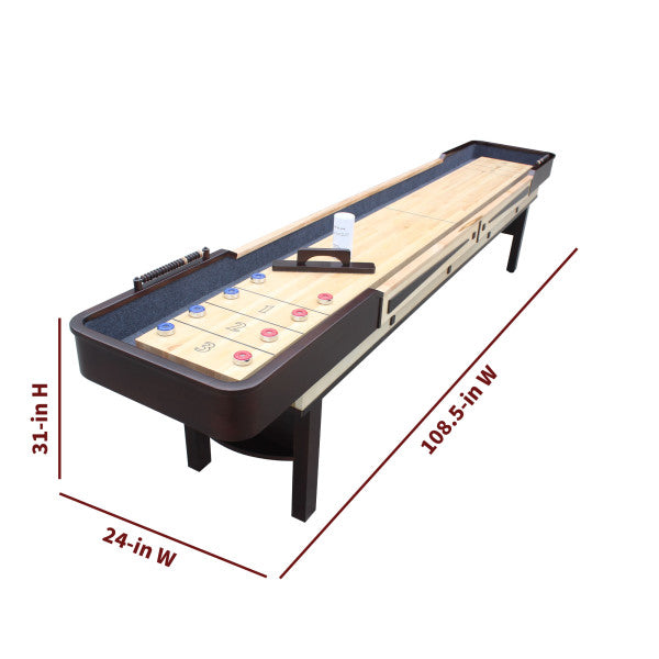 9ft Shuffleboard Table - Merlot - Espresso finish