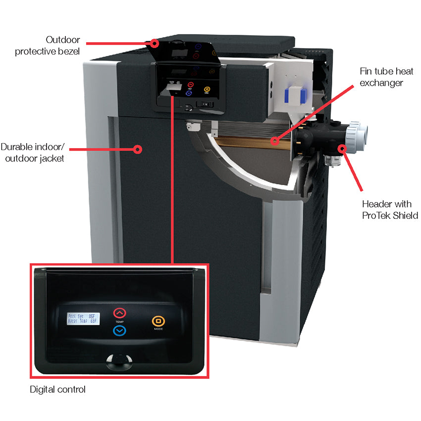 Raypak 332K BTU Digital Propane Gas Pool Heater, Electronic Ignition - 009226