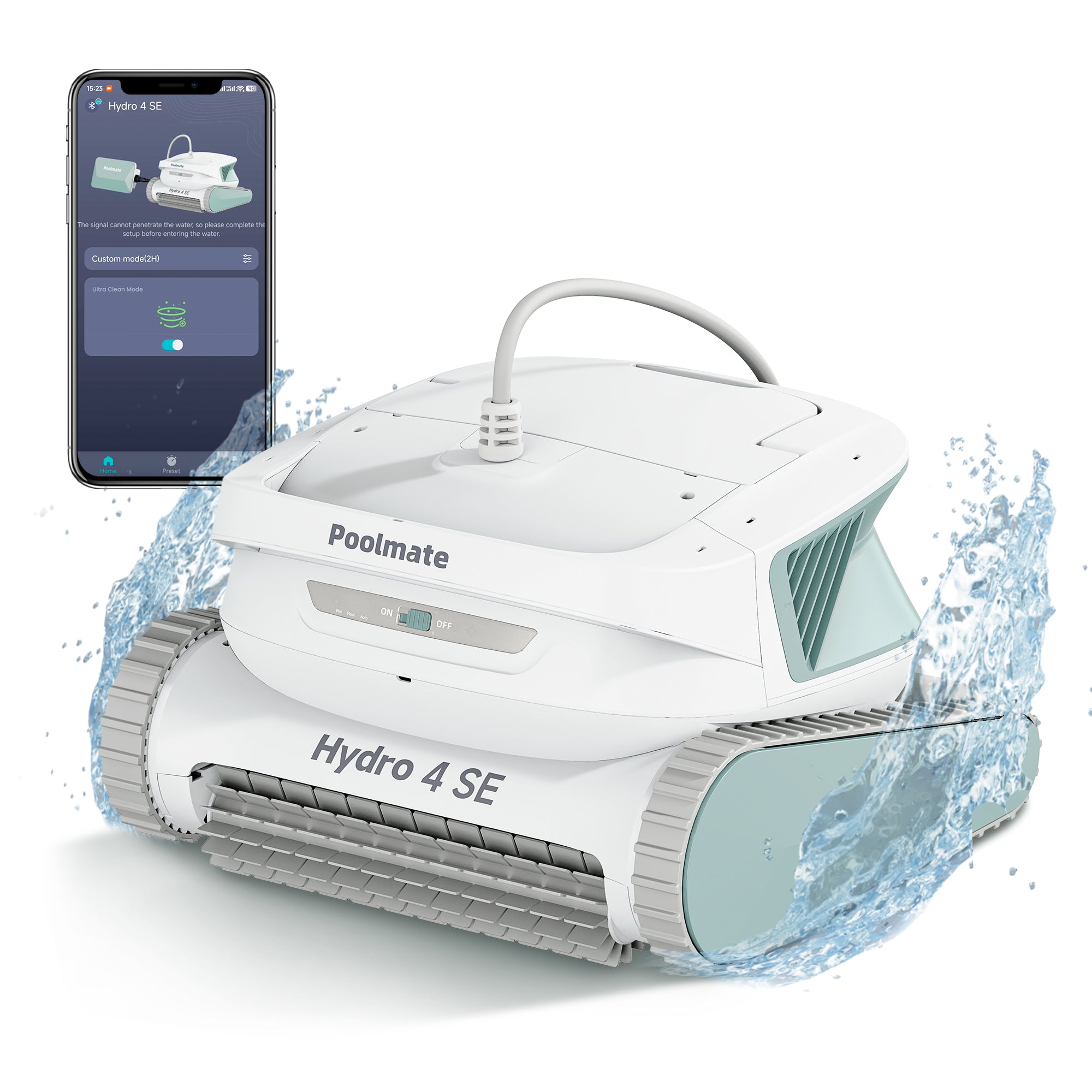 Poolmate Hydro 4 SE Corded Robotic Pool Cleaner Climbs Walls & Floors, Ideal for Above Ground/Inground Pools Up to 40FT Long Cable