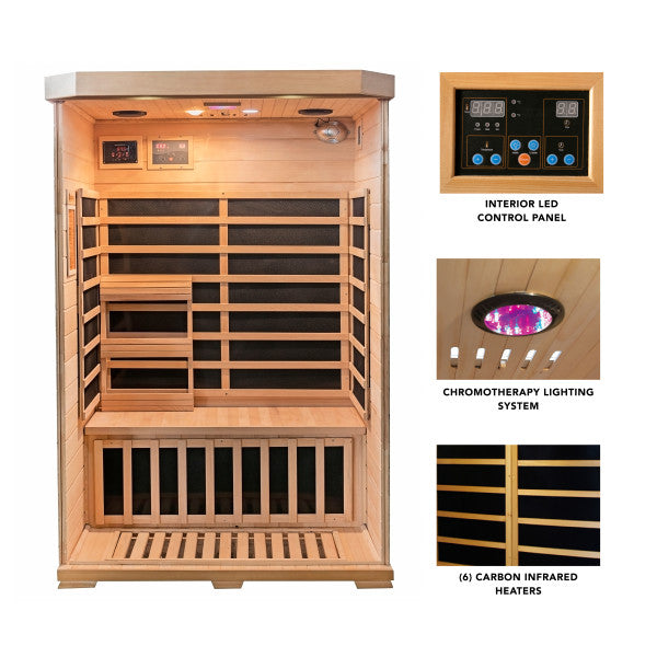 2-Person Hemlock Infrared Sauna with 6 Carbon Heaters Sonoma - SA7018