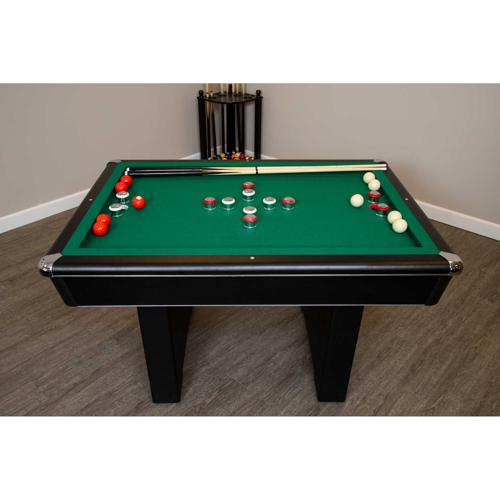 Renegade 54-in Bumper Pool Table - Slate - Black with Green Felt