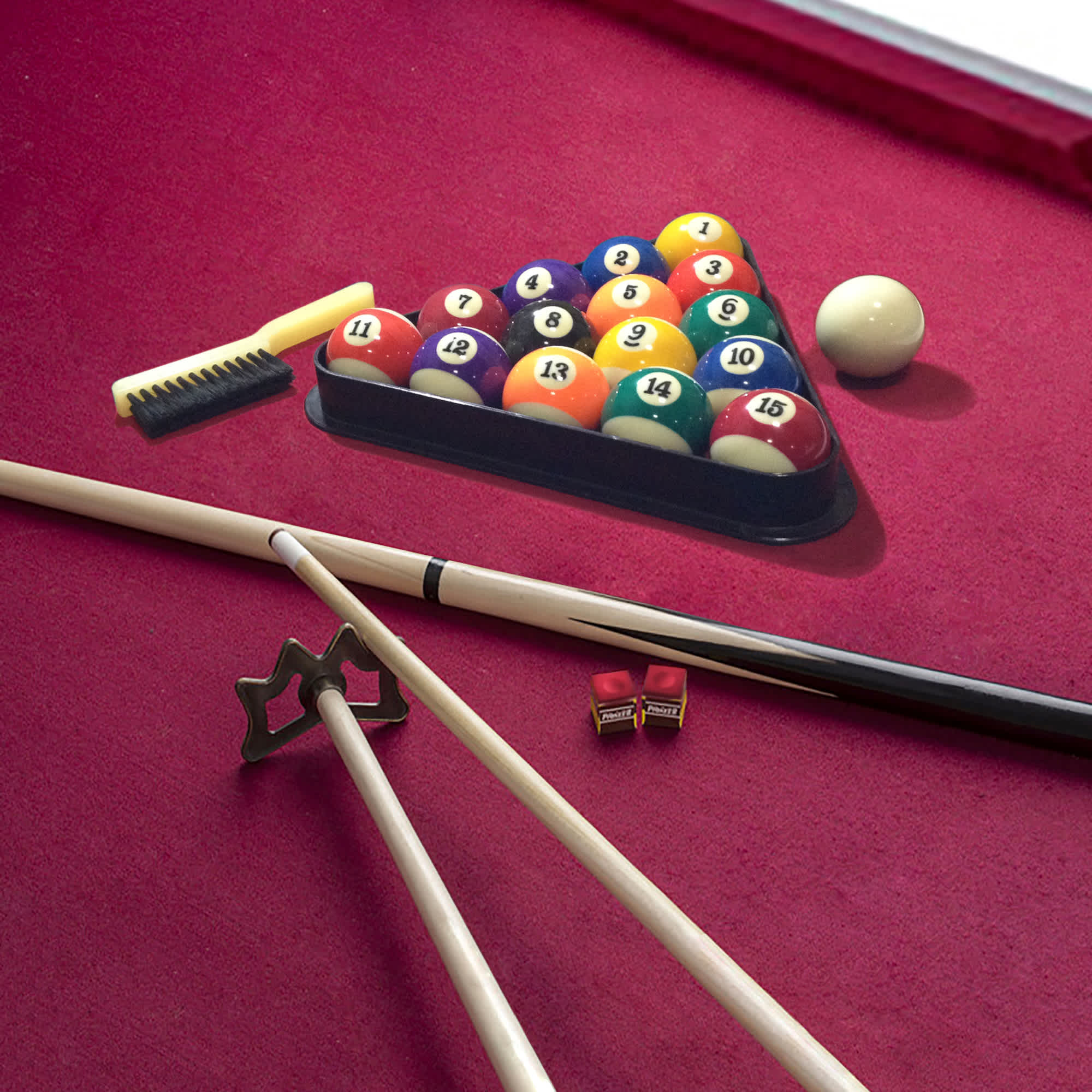 Augusta 8-ft Pool Table - Mahogany Finish with Burgundy Felt