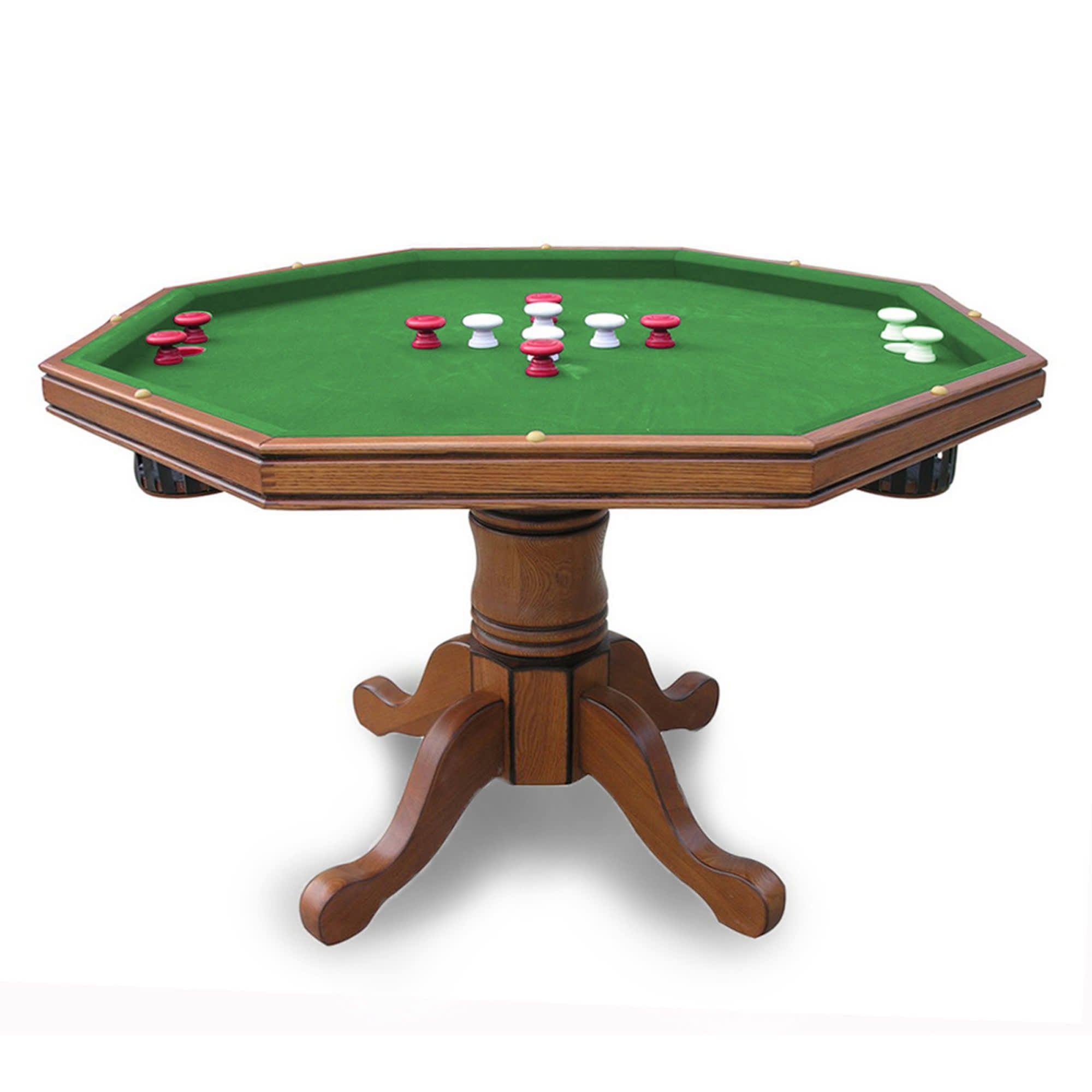 Kingston 48-in Poker Table Combo Set with 4 Arm Chairs - Oak Finish