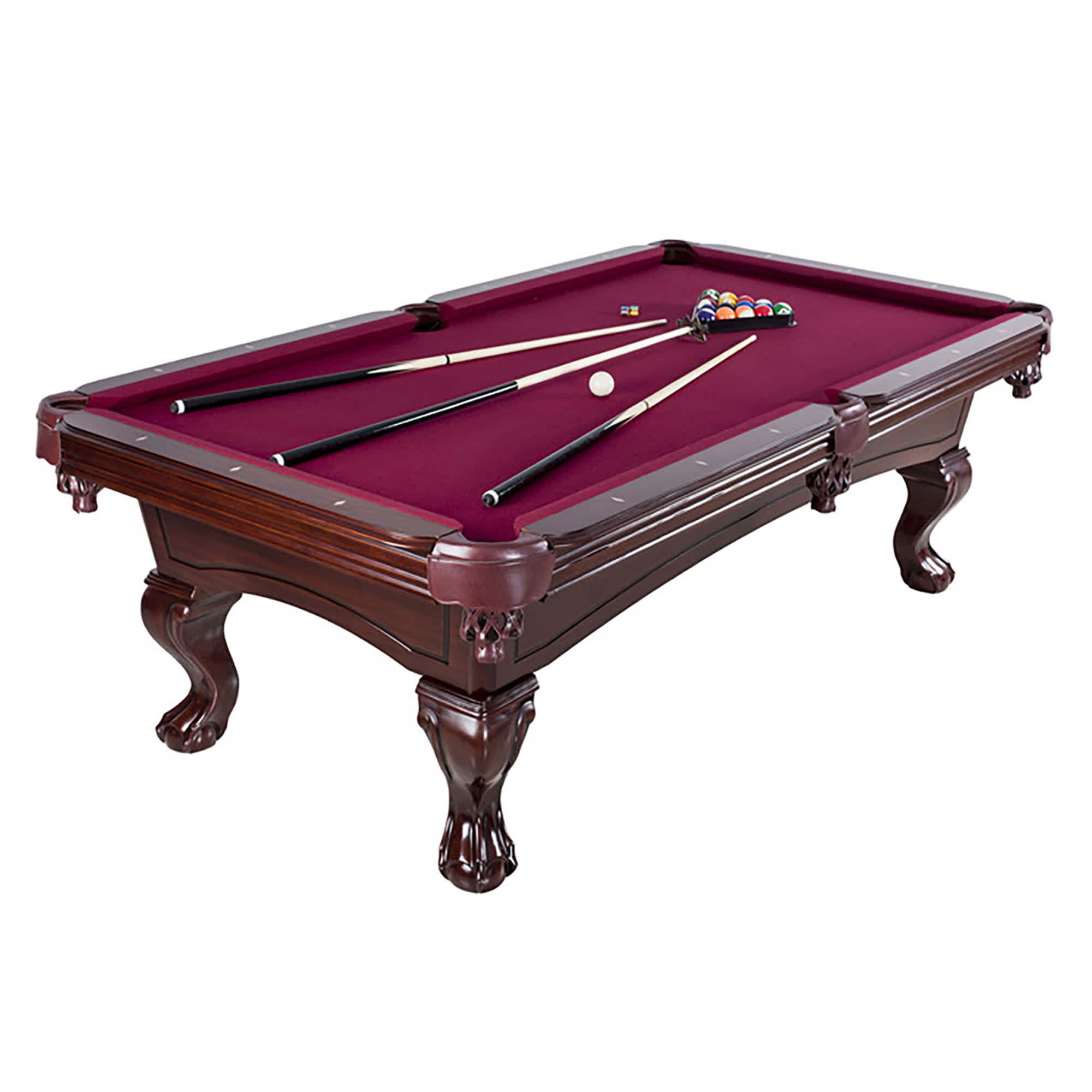 Augusta 8-ft Pool Table - Mahogany Finish with Burgundy Felt