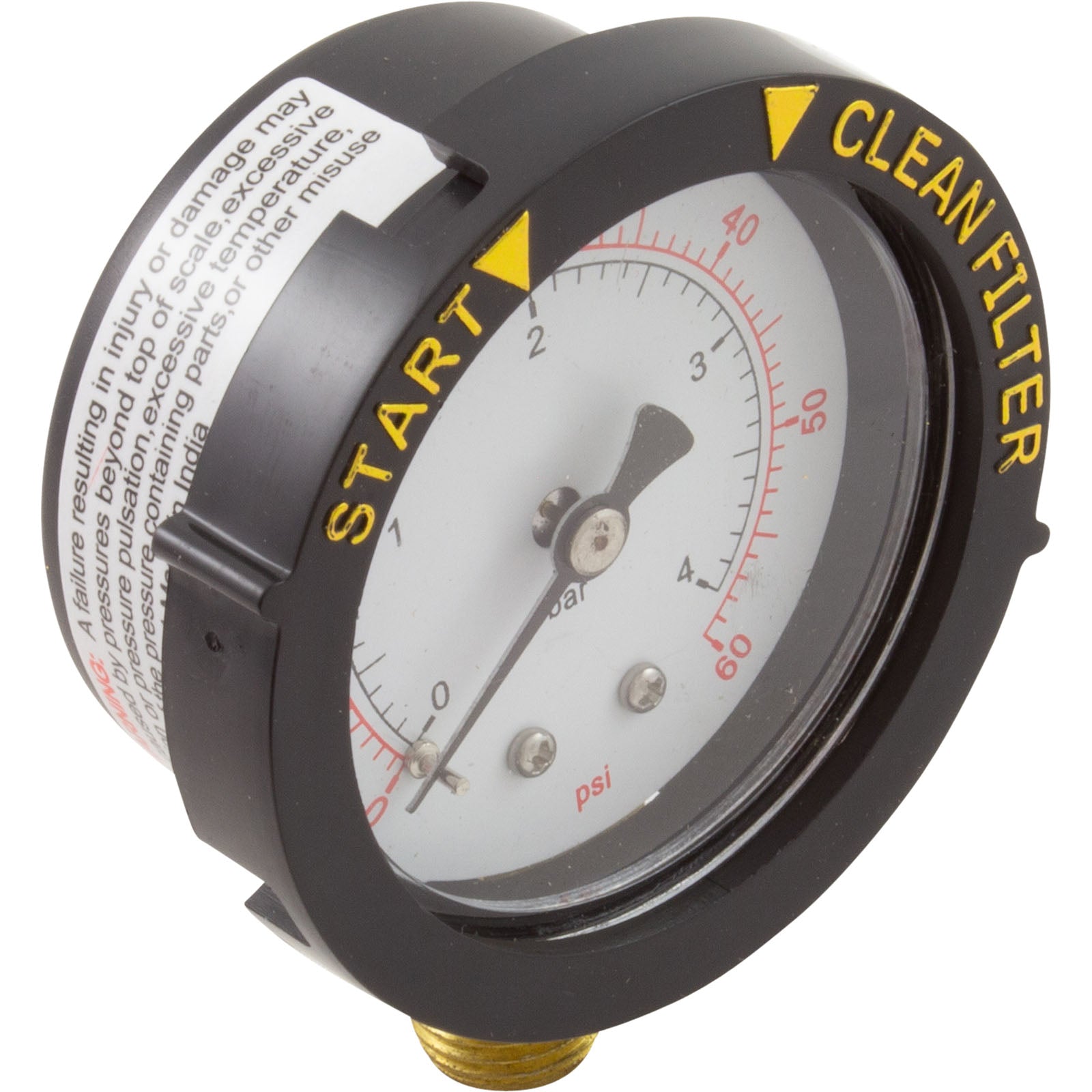 Pressure Gauge, Pentair, 1/4"mpt, 0-60psi, Bottom Mount, Adj Face- 190058Z